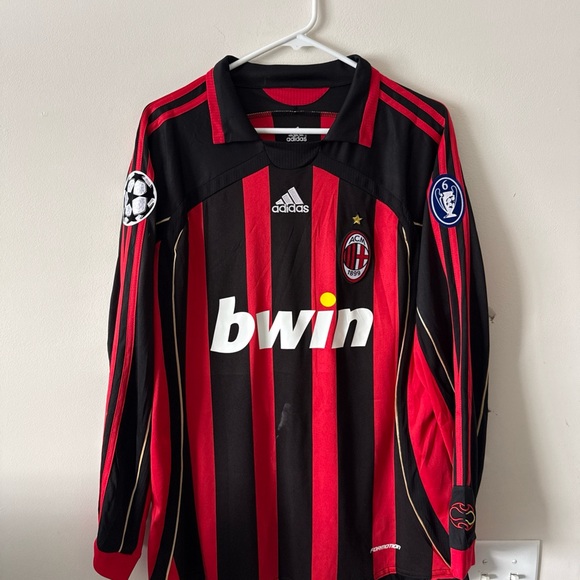 Adidas Red and Black Striped Soccer Jersey